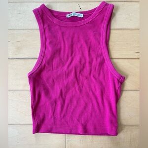 Zara Vibrant Pink Ribbed Tank Top
